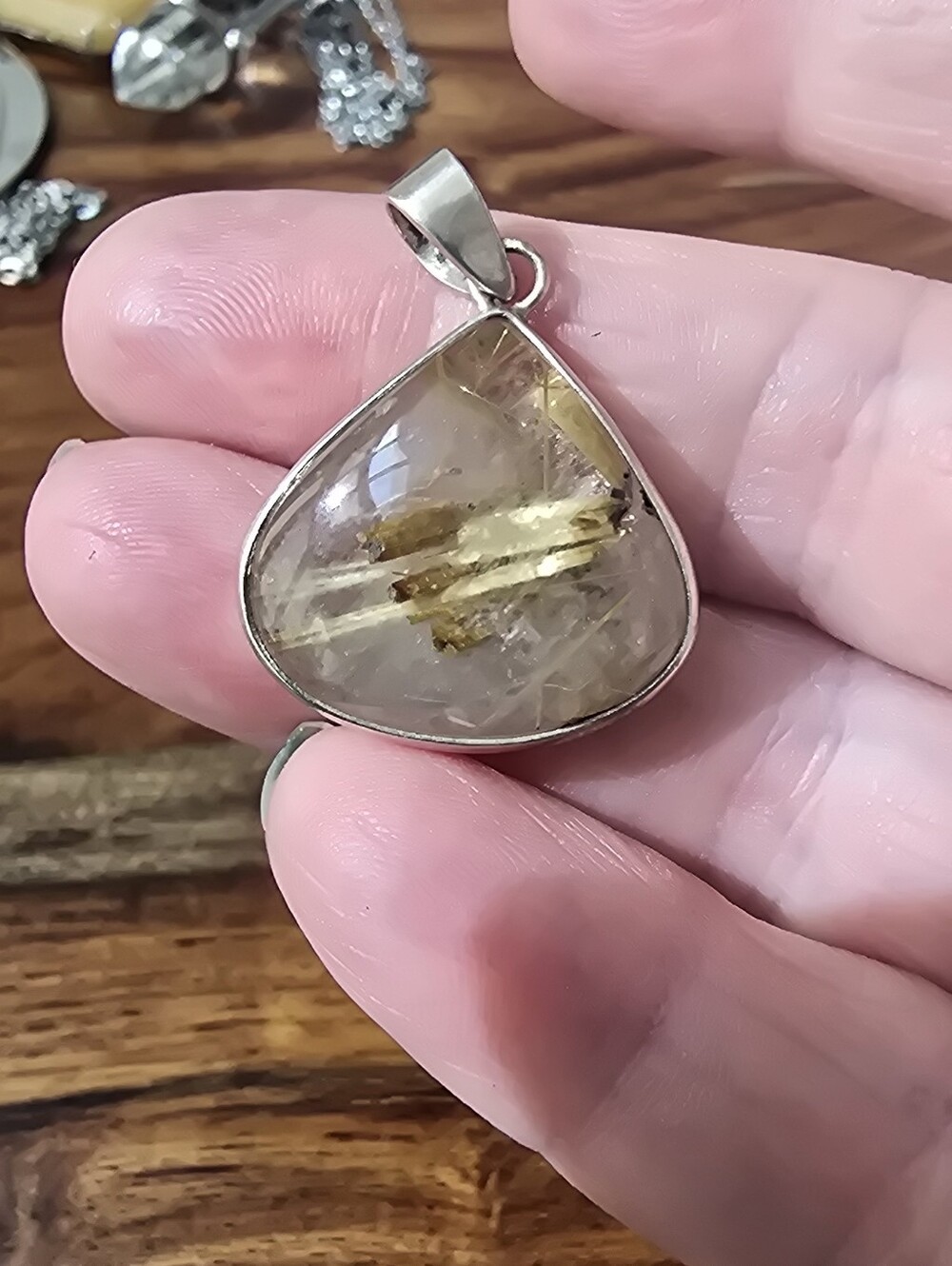 Gold Rutile And Sterling Silver Pendant